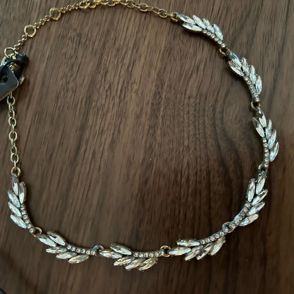 J.Crew Rhinestone Leaf Statement Necklace NWT - Picture 3 of 6